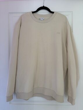 Calvin Klein Men's Light Cream Crewneck Sweatshirt Size XL